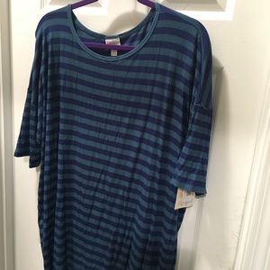 LULAROE Irma XL blurple & slate blue stripes